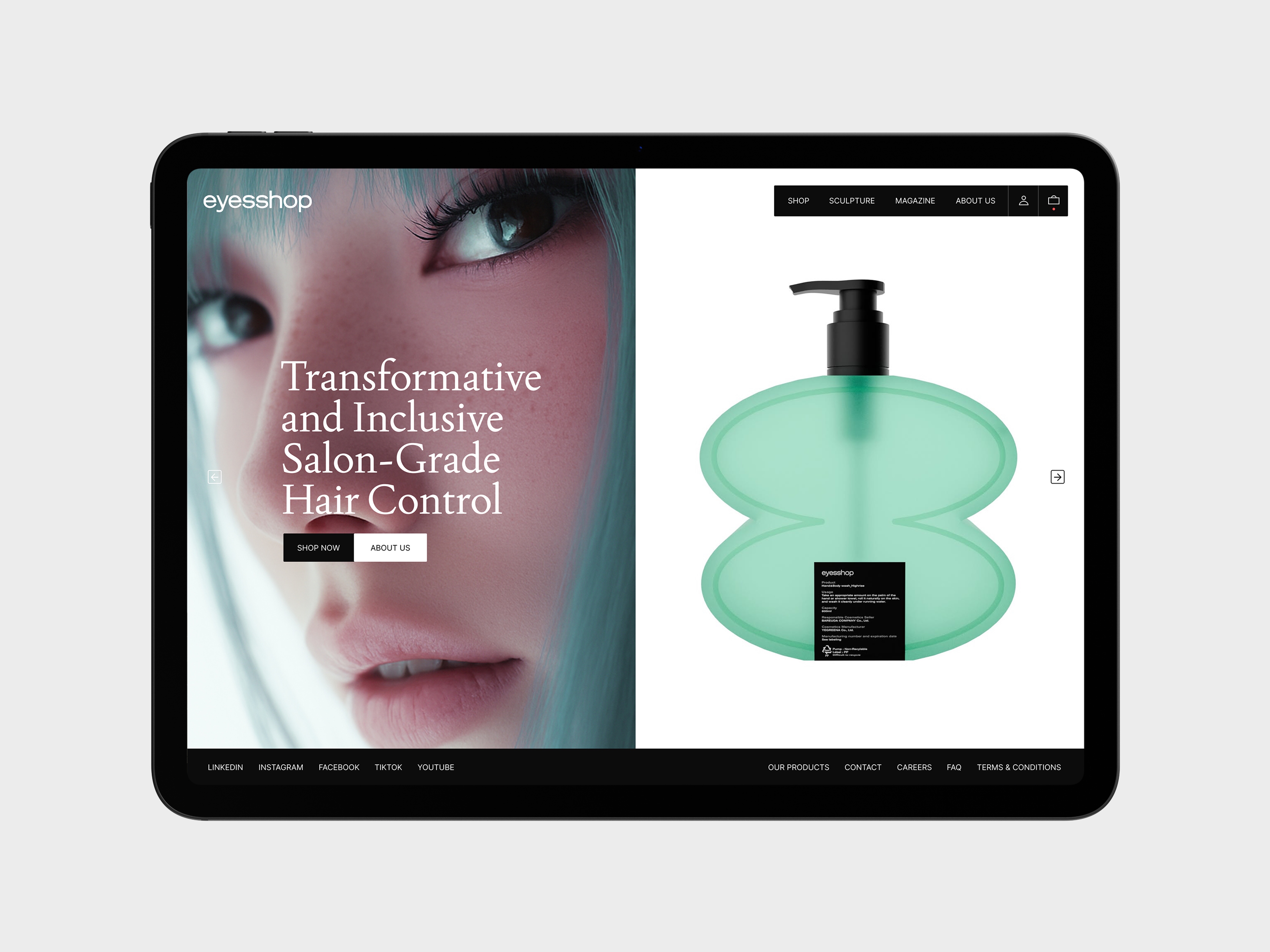 Eyeshop website interface